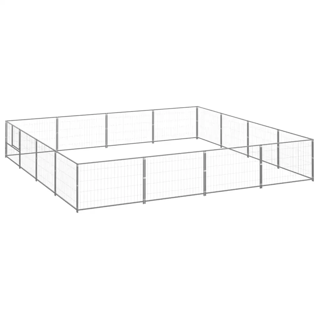 Silberner Hundekäfig 16m² Stahl-Haustierzaun Dekoration, Hundeprodukte Zubehör