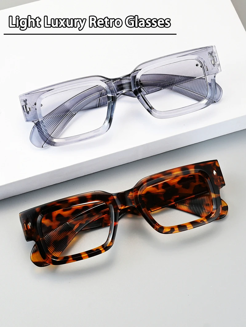 Damen Photochrome Brille Quadratischer Übergroßer Acetatrahmen Anti-Blaulicht Myopie-Korrekturbrille Maßgefertigte Herrenbrille – Detail 4