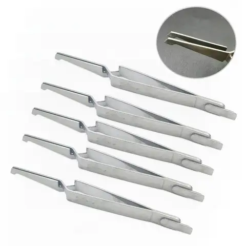 Bilashmart 5PCS Dentistry Bracket Holder Tweezers Serrated Dentist Instrument Stainless Steel Orthodontic Forcep Plier For Dental Tools