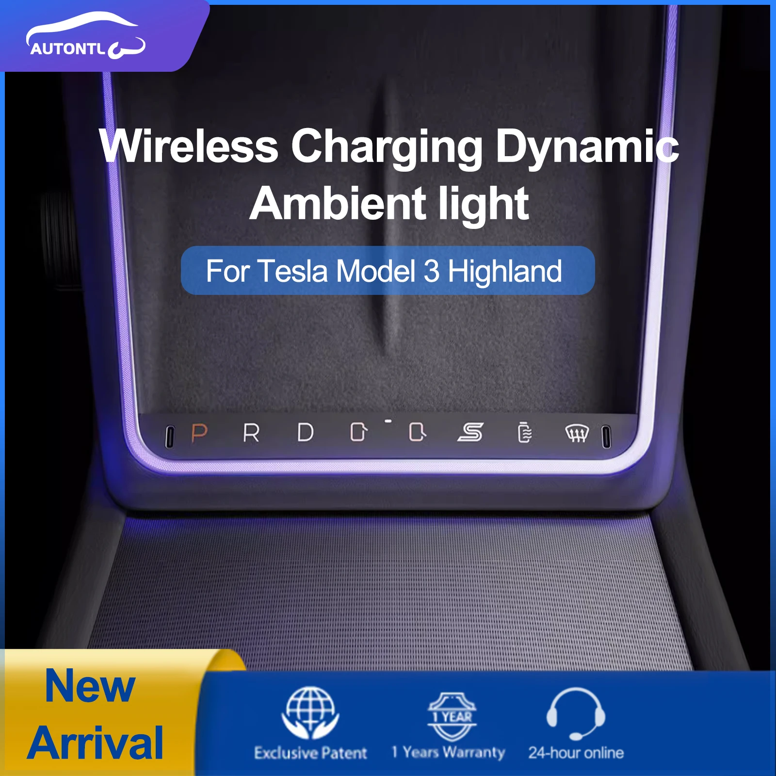 

Newest Wireless Charging Smart Buttons with Ambient Light for Tesla Model 3 Highland Center Consoel Functional Accessories