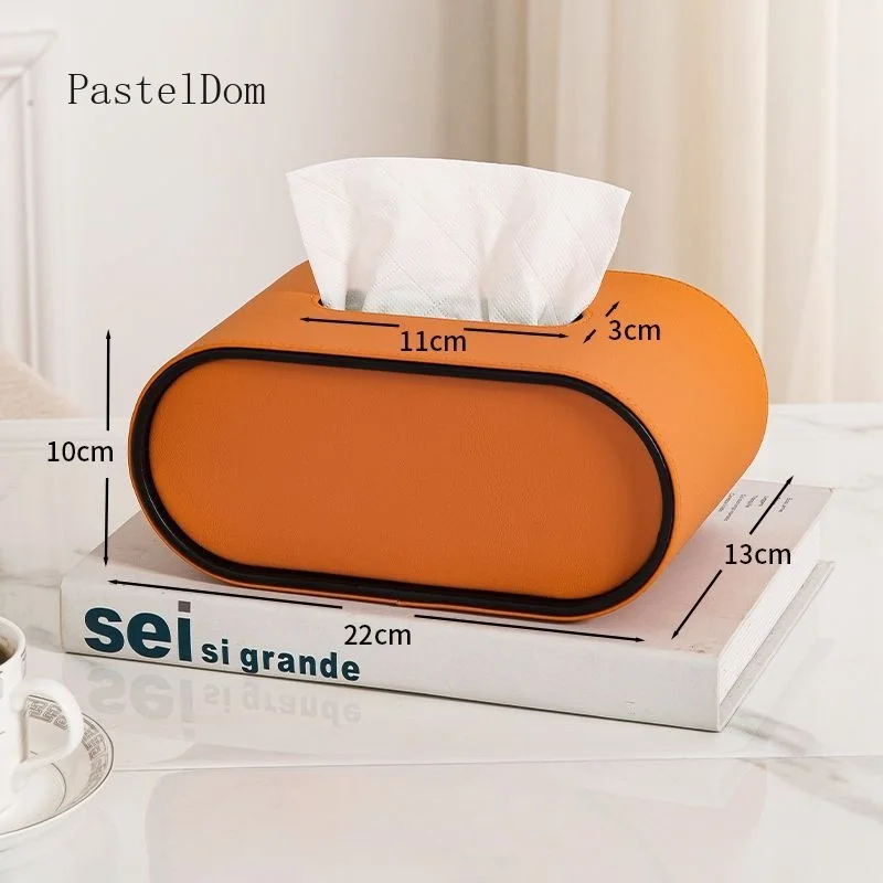Light‑Luxury Oval Leather Tissue Holder High‑Quality Creative Desktop Napkin Storage Box for Living Room Bedroom Home Decor