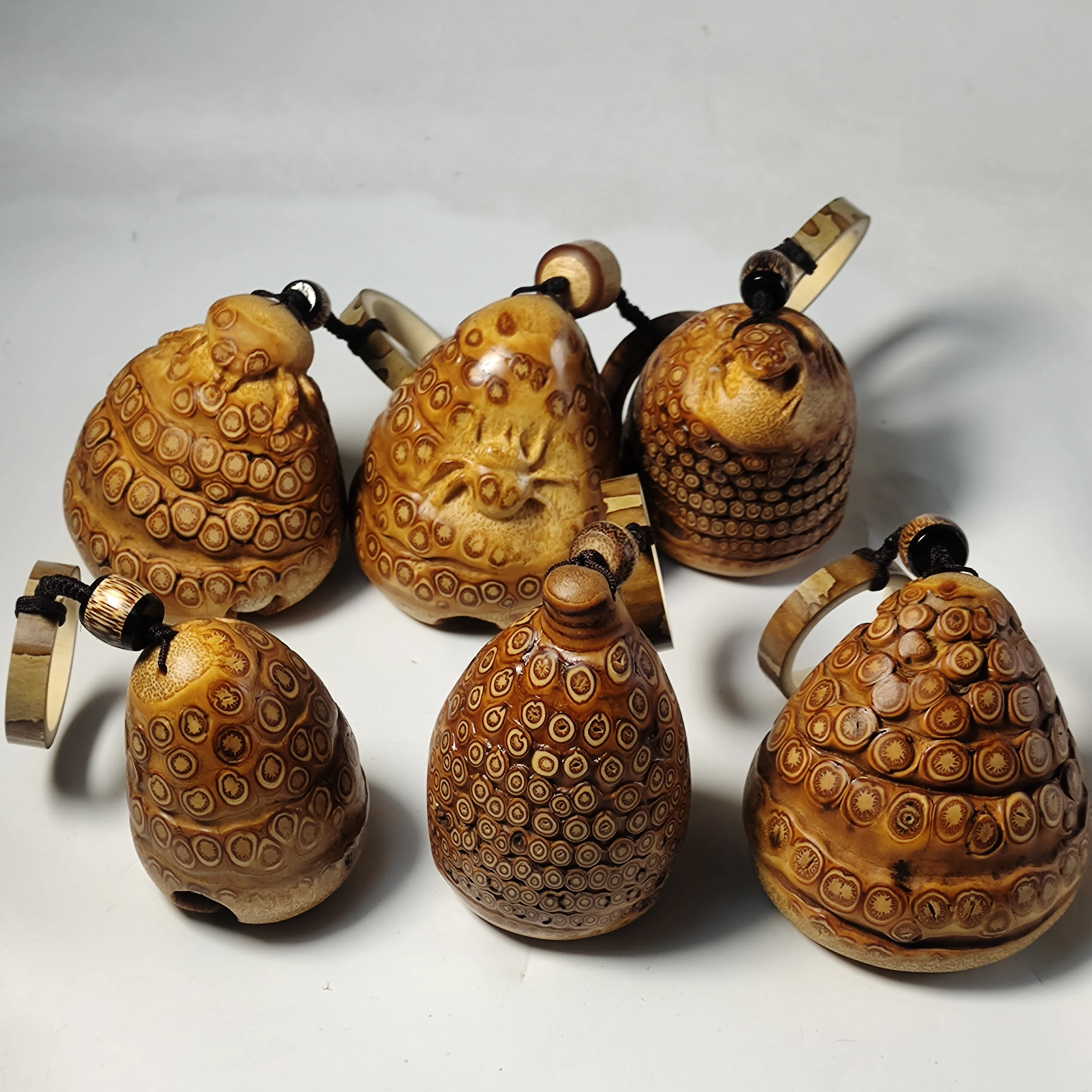

Handcrafted Bamboo Root Carving, Creative Feng Shui Collectible, Housewarming Gift, Business Opening Hand Bell, Wooden Decor