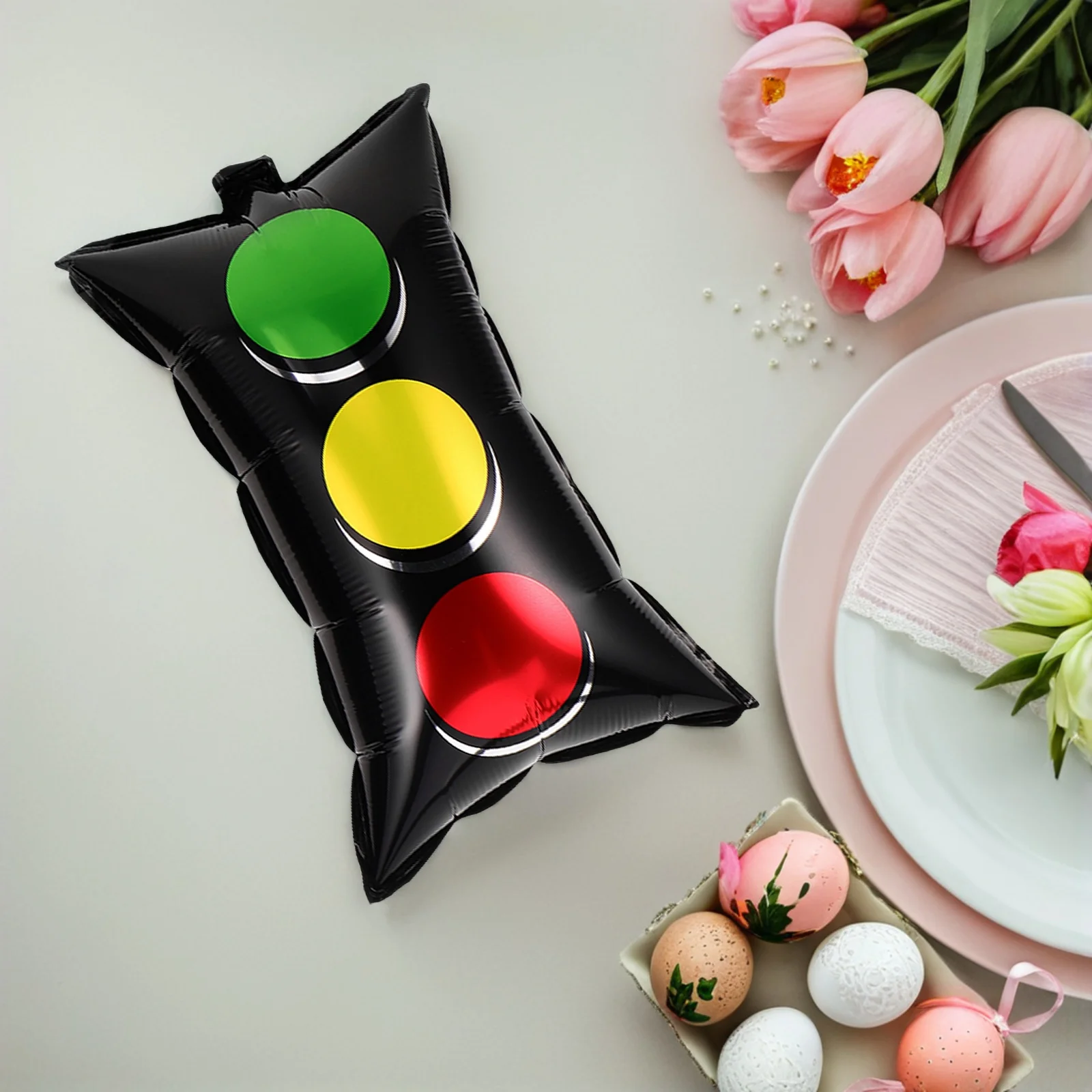 

16Pcs Large Traffic Light Foil Balloon - Car Themed Party Balloons Red Green - Vehicle Birthday Decoration - Race Car Event