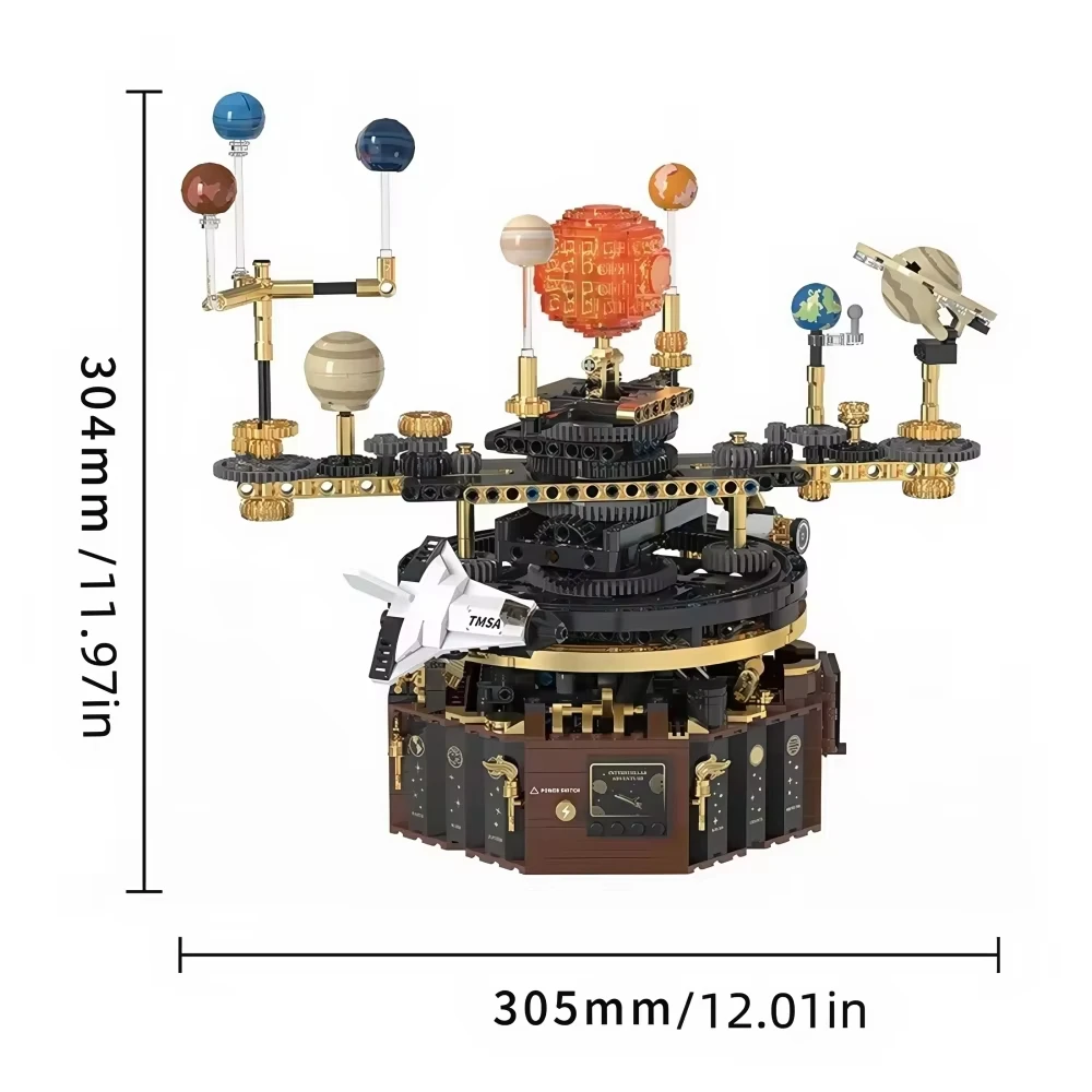 1078 PCS STEM T2004 Electric Rotating Solar System Model, MOC Sun Earth Mars Decor, Space Science Educational Toy