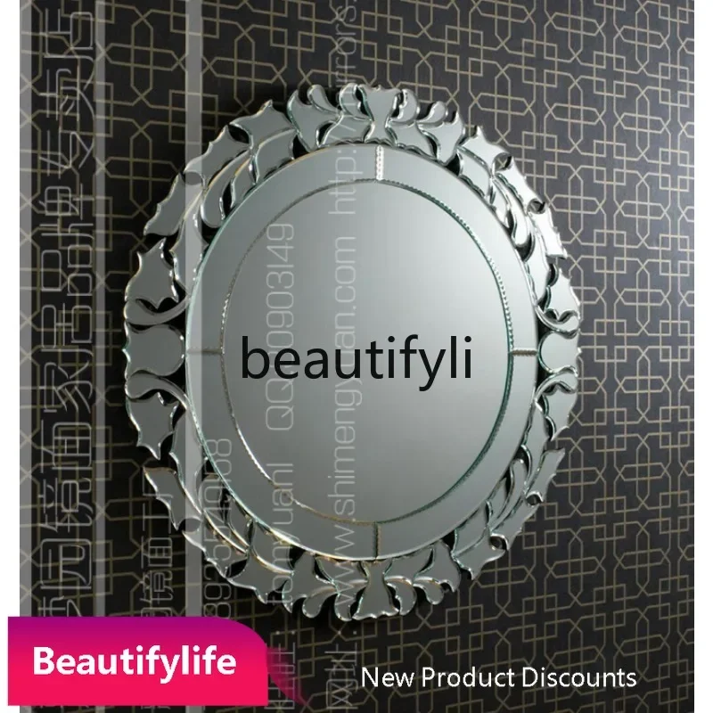 6239European Style Carved Mirror Entrance Decoration Bathroom Vanity Mirror Dressing Makeup Mirror