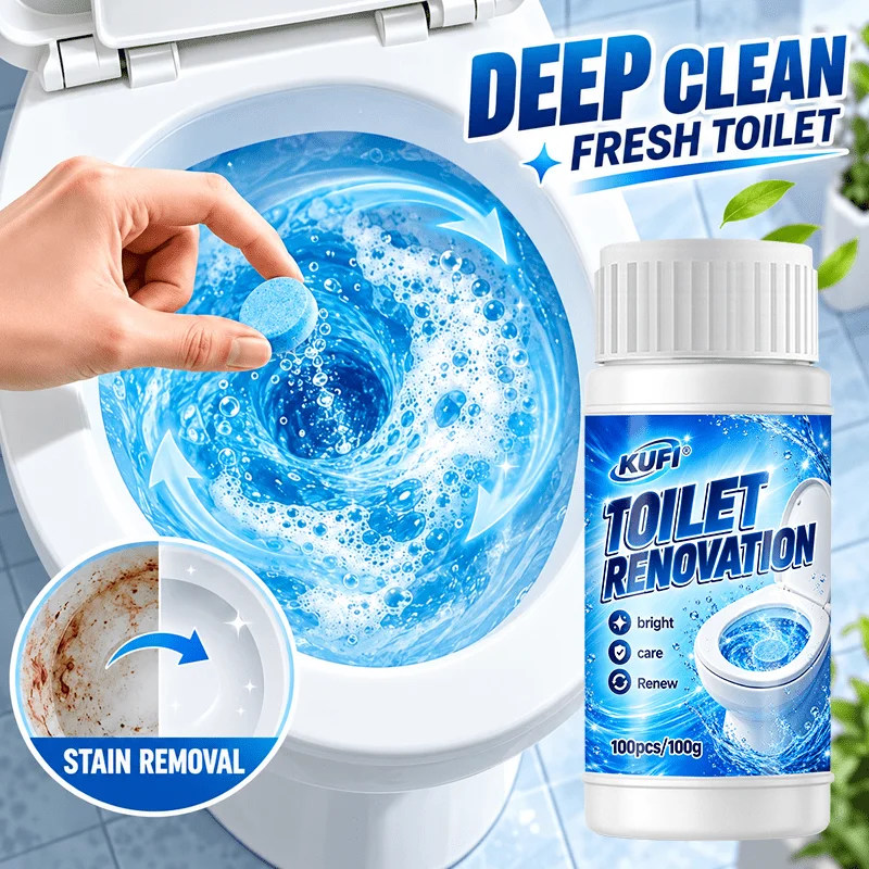 Toilet Fizz Tablets 100 PCS, Fast Acting Breaks Down Urine Limescale, Restores Bright Clean, Removes Odor, Bowl Base Drain Easy