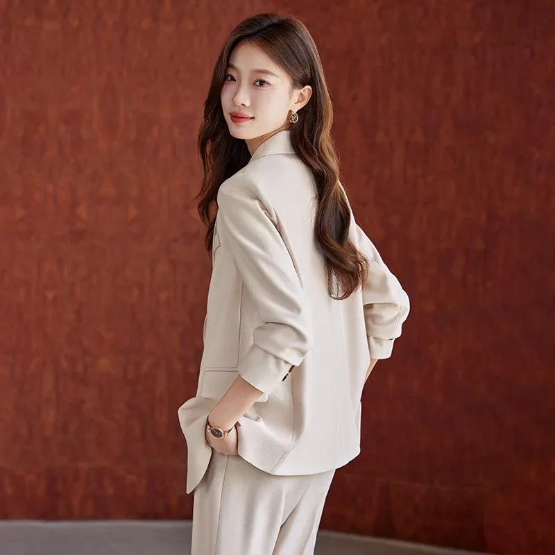 Set completo da donna pop 2024 Abito casual doppiopetto da donna taglie forti Pantaloni formali eleganti Set da 2 pezzi (Top + Pantaloni)