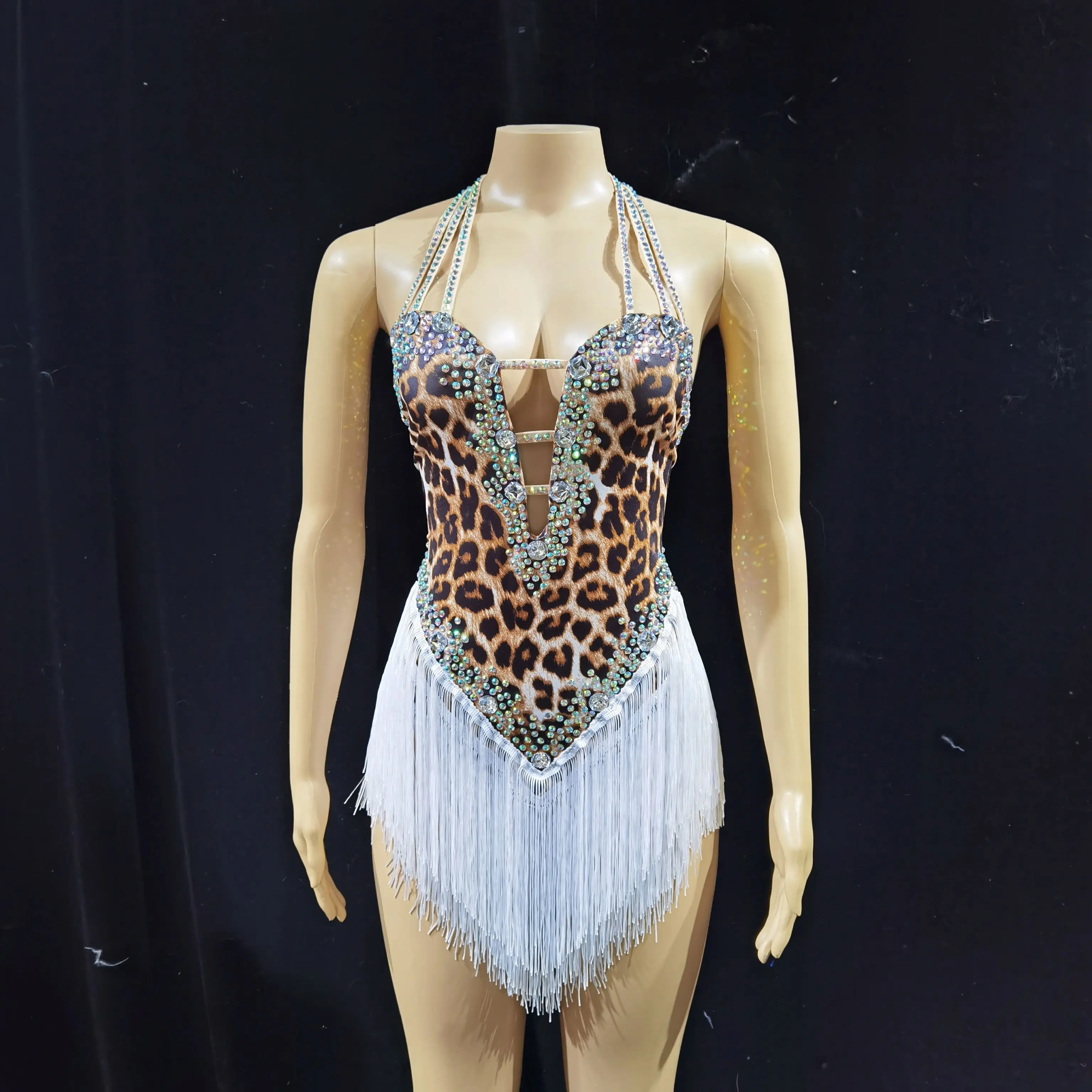 

Full Diamond One Shoulder Sexy Mesh Elastic Wrap Hip Short Skirt Singer Model Nightclub Bar Performance Clothing