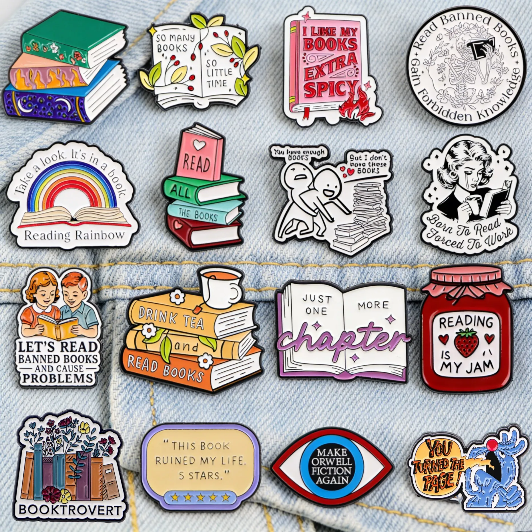 Book Lover Enamel Pin Cute Reading Themed Brooch 