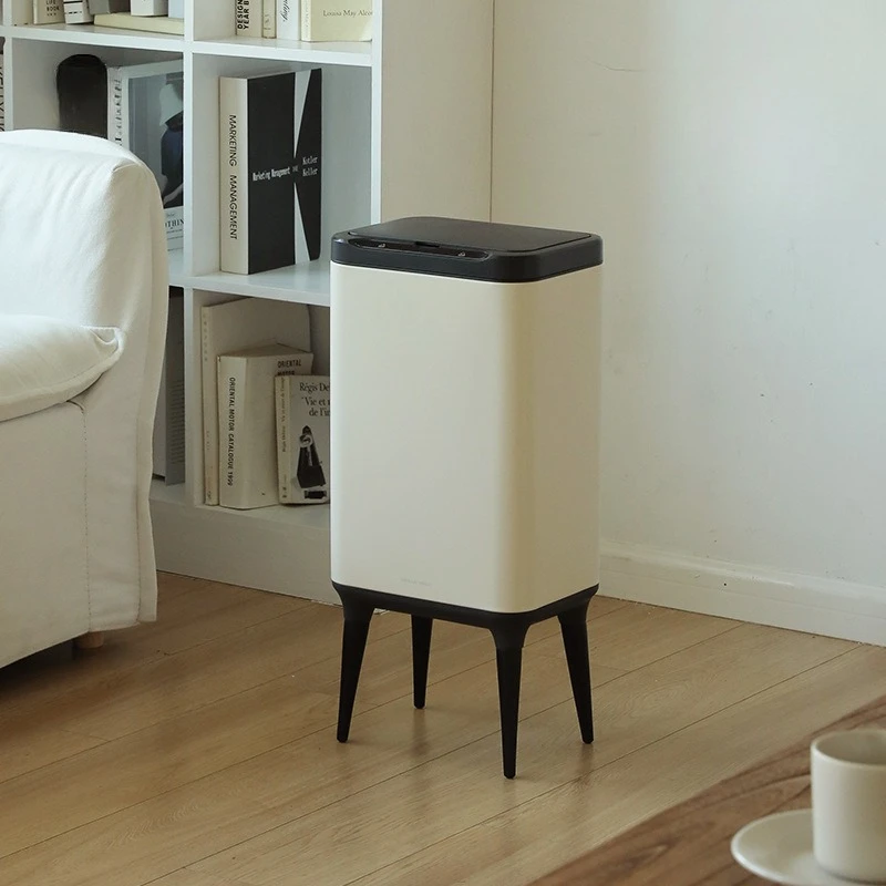 Korean version of high-footed smart trash can, inductive large-capacity with cover,  living room and kitchen sterilization