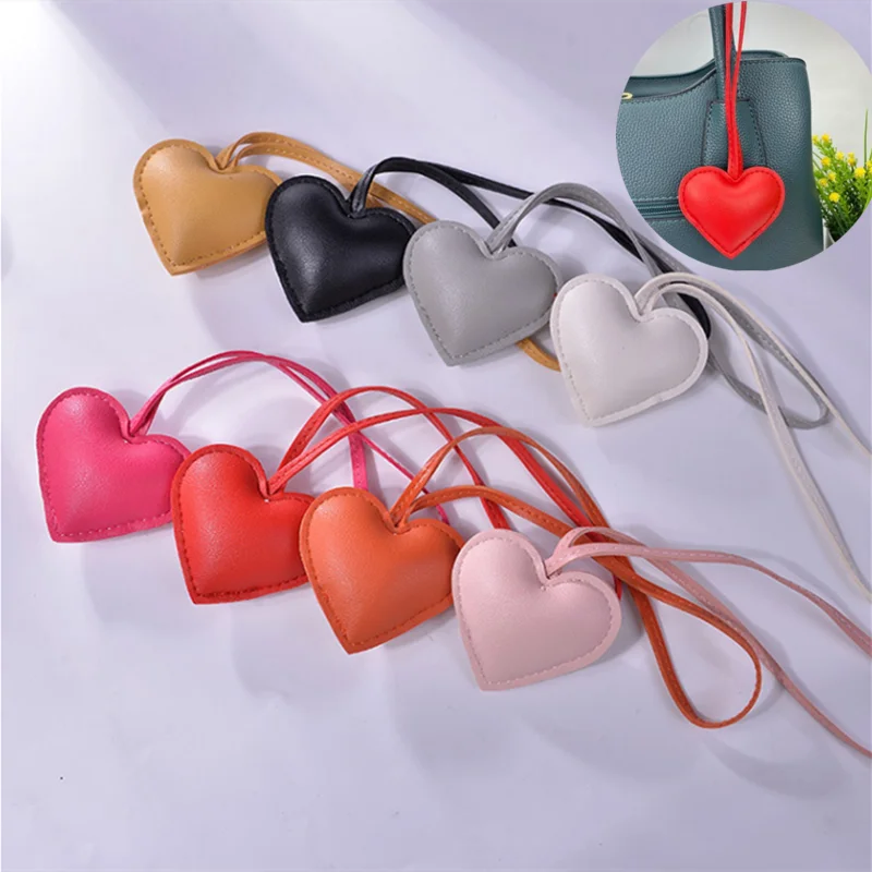 

PU Leather Ornament Keychain Handmade Heart Key Ring For Women Girls Schoolbag Handbag Pendant Ornament Accessorie Gifts