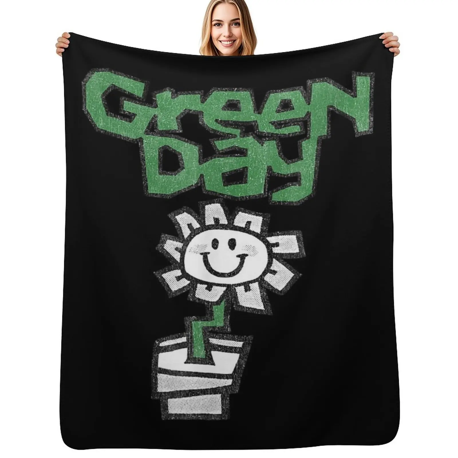 

Green Day Flower Pot T-Shirt Throw Blanket Warm Comfortable Blanket for Office Napping