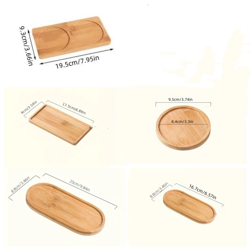 2Pcs/Wooden Tray Round Wooden Tray Japanese-Style Oval Beech Wood Small Wooden Plate Milk Snack Tray Presentation Tray view 2