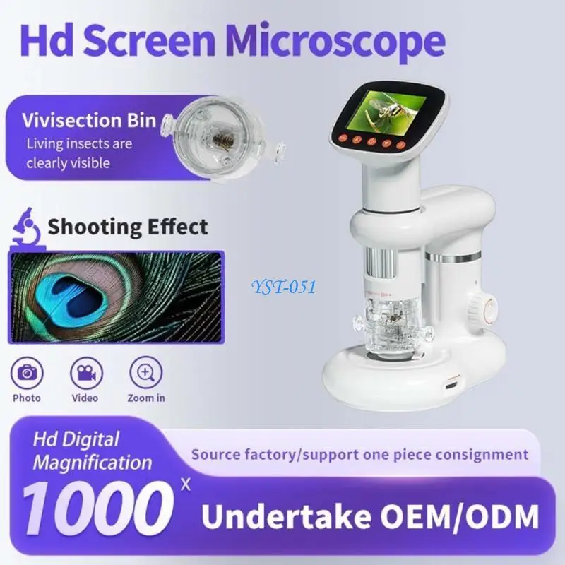 E15A مجهر رقمي محمول بشاشة LCD 2 بوصة تكبير 50X-1000X للهاتف