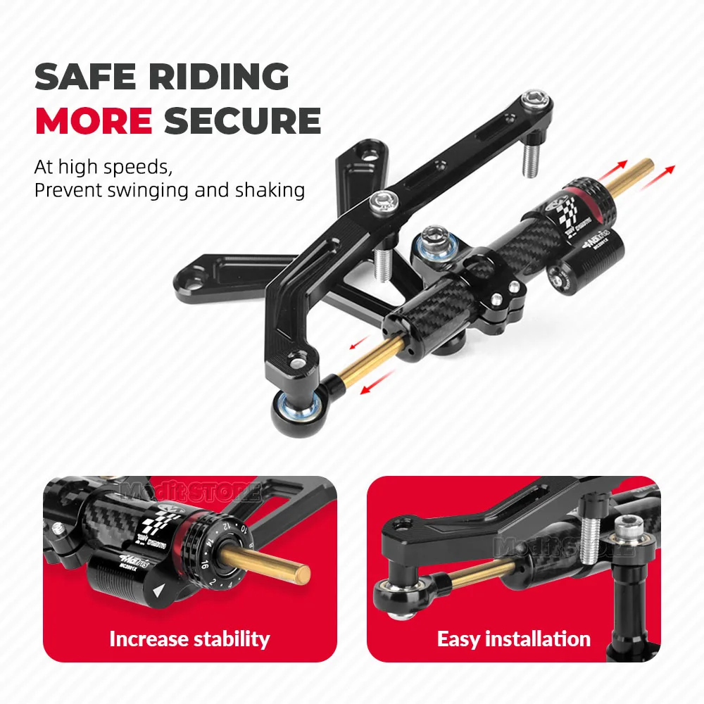 For Yamaha Tracer 9 GT Tracer9 TRACER9 2021-2023 Motorcycle CNC Aluminum Damper Adjustable Steering Stabilizer Bracket Mount Kit - view 6