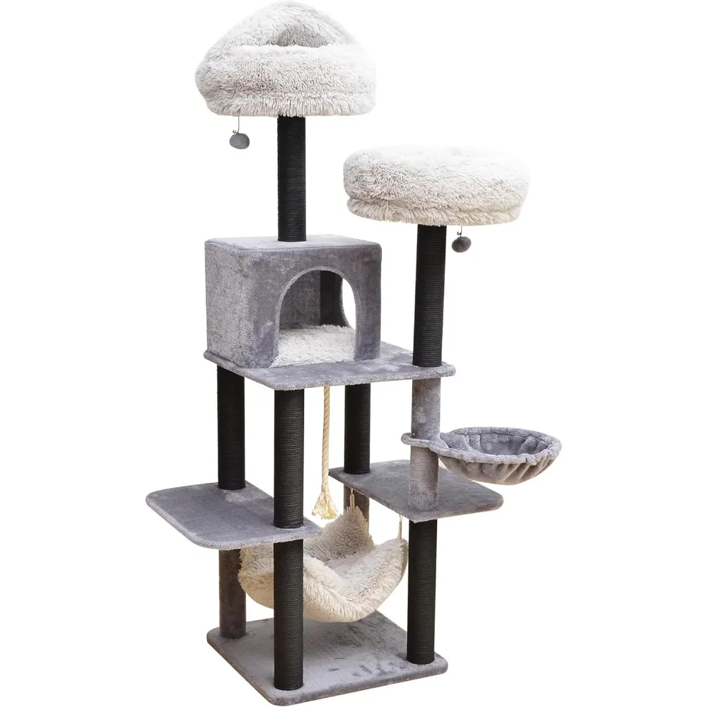 

PetPals® Bradbury 7-Level Modern Cat Tree with Plush Perches, Hammocks, Faux-Fur Beds, Recycled Paper Rope Scratching Posts, Coz