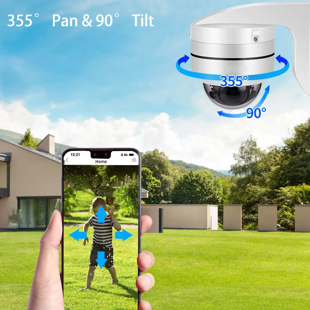 

10-канальная система видеонаблюдения 4K 8MP NVR с записью звука, комплект для домашнего видеонаблюдения, уличные IP-камеры PTZ с 12-кратным зумом и PoE