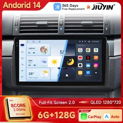 JIUYIN Car Stereo Radio for BMW E46 M3 318/320/325/330/335 1998-2006 WIFI Android 14 Smart System Carplay Auto 2 Din Head Unit