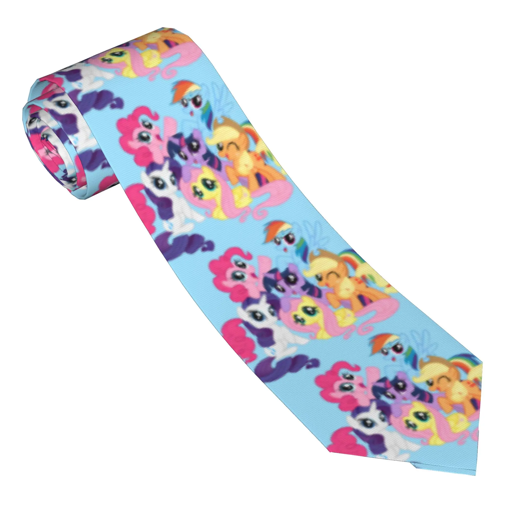 Ponies Kawaii Cartoon Neckties Unisex Polyester 8 cm Slim Neck Tie for Men Suits Accessories Gravatas Wedding Cosplay Props
