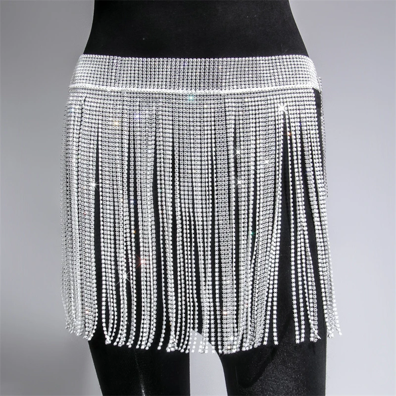 Frauen Rock Quaste Sexy Bauchtanz Kostüme Diamant Gürtel Mode Kunst Nachtclub Bar Leistung Funkelnden Bauchtanz Kostüm – Detail 11