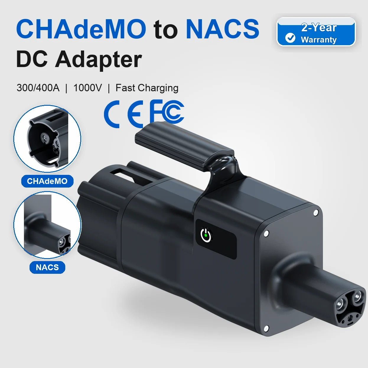 CHAdeMO To NACS DC Adapter 300KW 400KW IP65 IP67 DC Fast Charger Connector In-Stock EV Charging Converter Car Charger Adapter