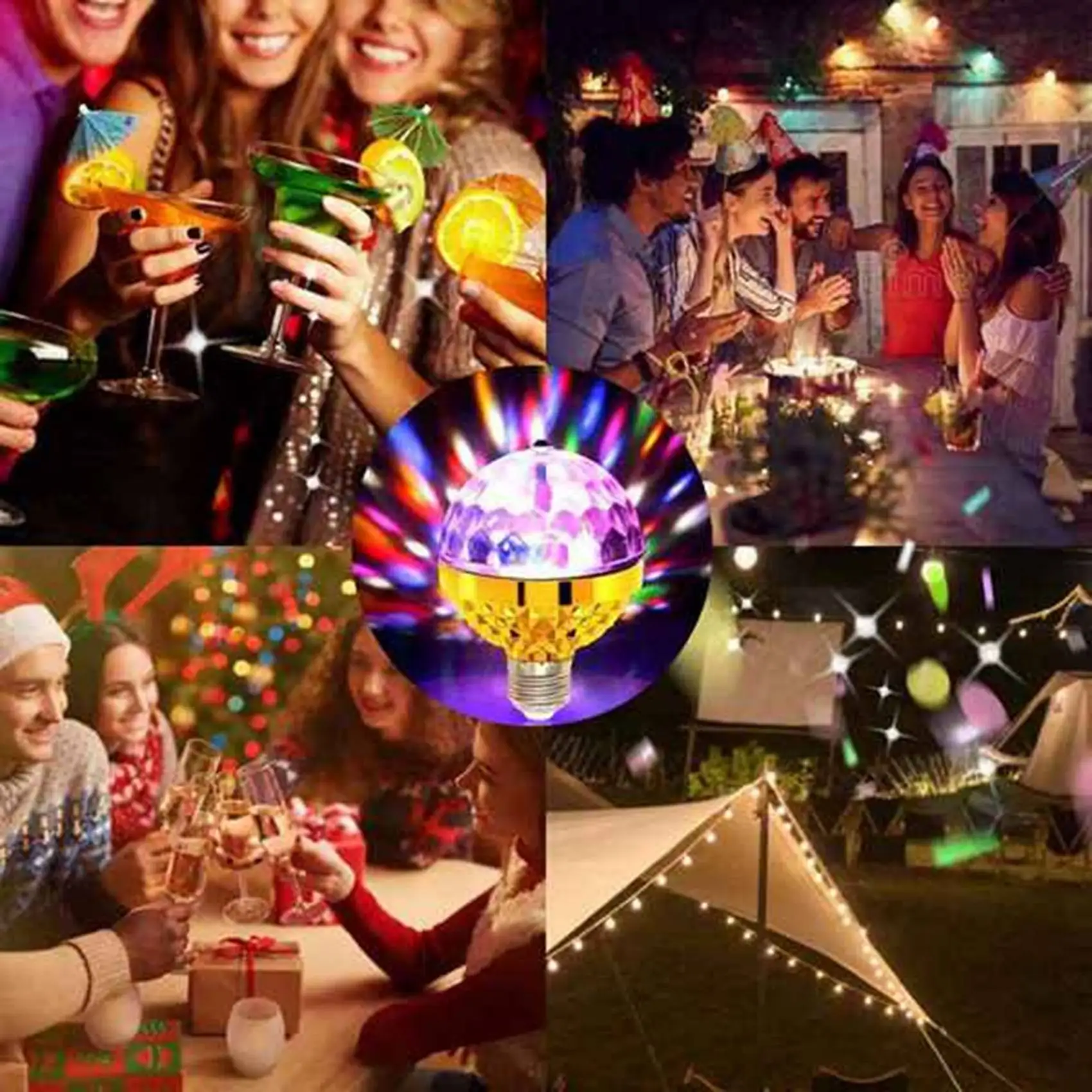 A47U 4X Disco Light For Christmas Colorful Rotating Disco Light With Sockets E27 Rotating Disco Light Plug In