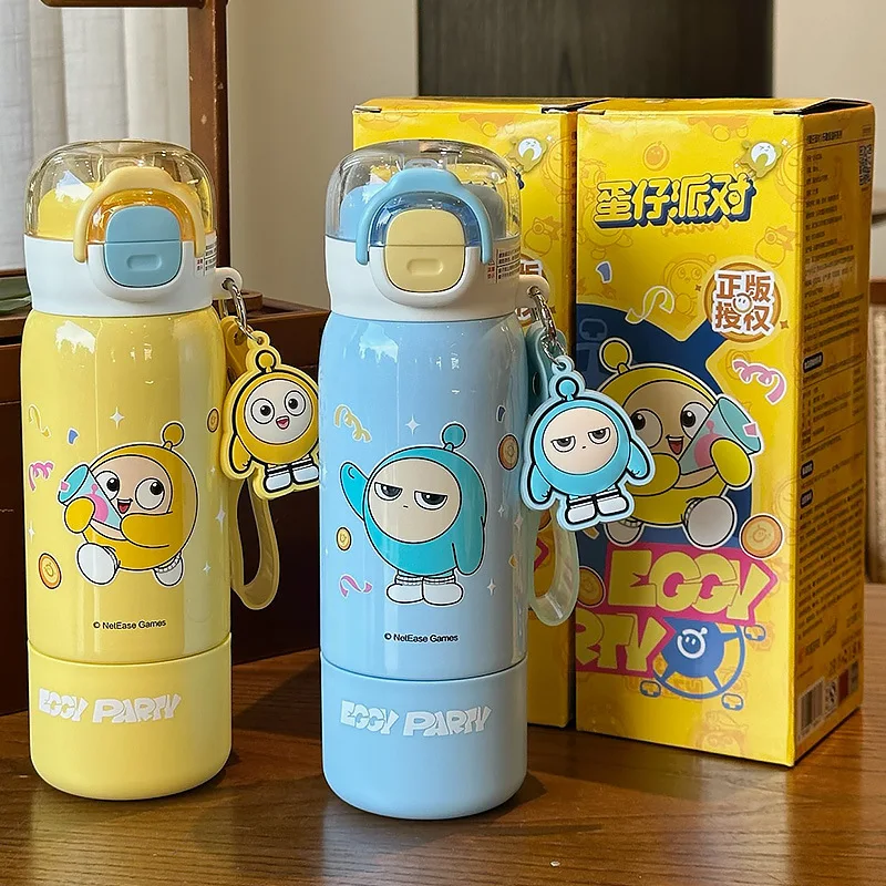 Party Children's Thermos Cup for To Go To School Double Drinking Straw Cup for Primary School Students Kindergarten Kettle