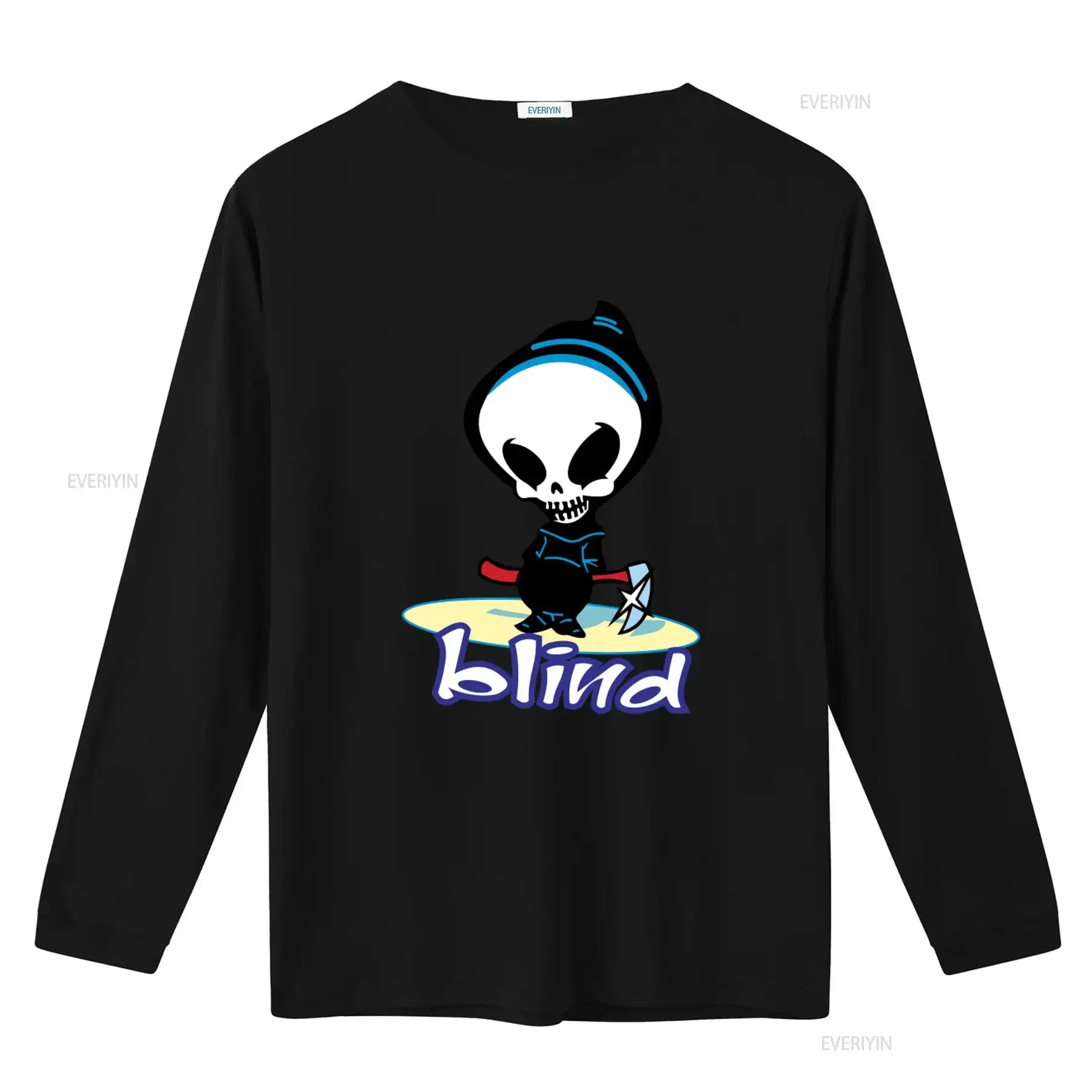 Blind Vintage Skateboard Alien T Shirt Retro Logo Heavy Cotton Print vintage Washed Unisex Stretched Soft fashion streetwear