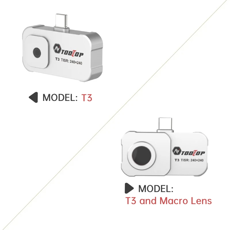 กล้องถ่ายภาพความร้อนอินฟราเรด TOOLTOP T3 สำหรับ Android TISR ปรับปรุงความละเอียดวิดีโอถ่ายภาพ 240*240 ความถี่ 25Hz กล้องถ่ายภาพความร้อนสำหรับสมาร์ทโฟน