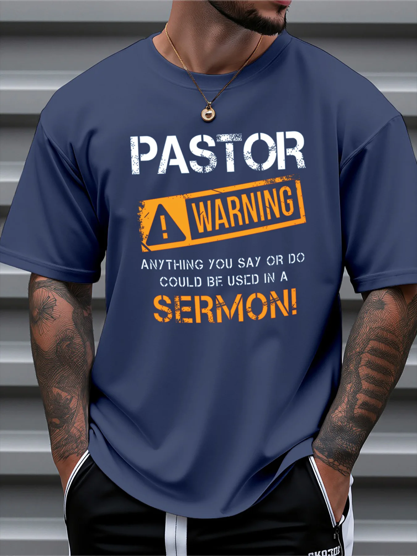 Camiseta para hombre 100% algodón verano pastor advertencia gráfico Casual Slim Fit cuello redondo Camiseta de manga corta Top