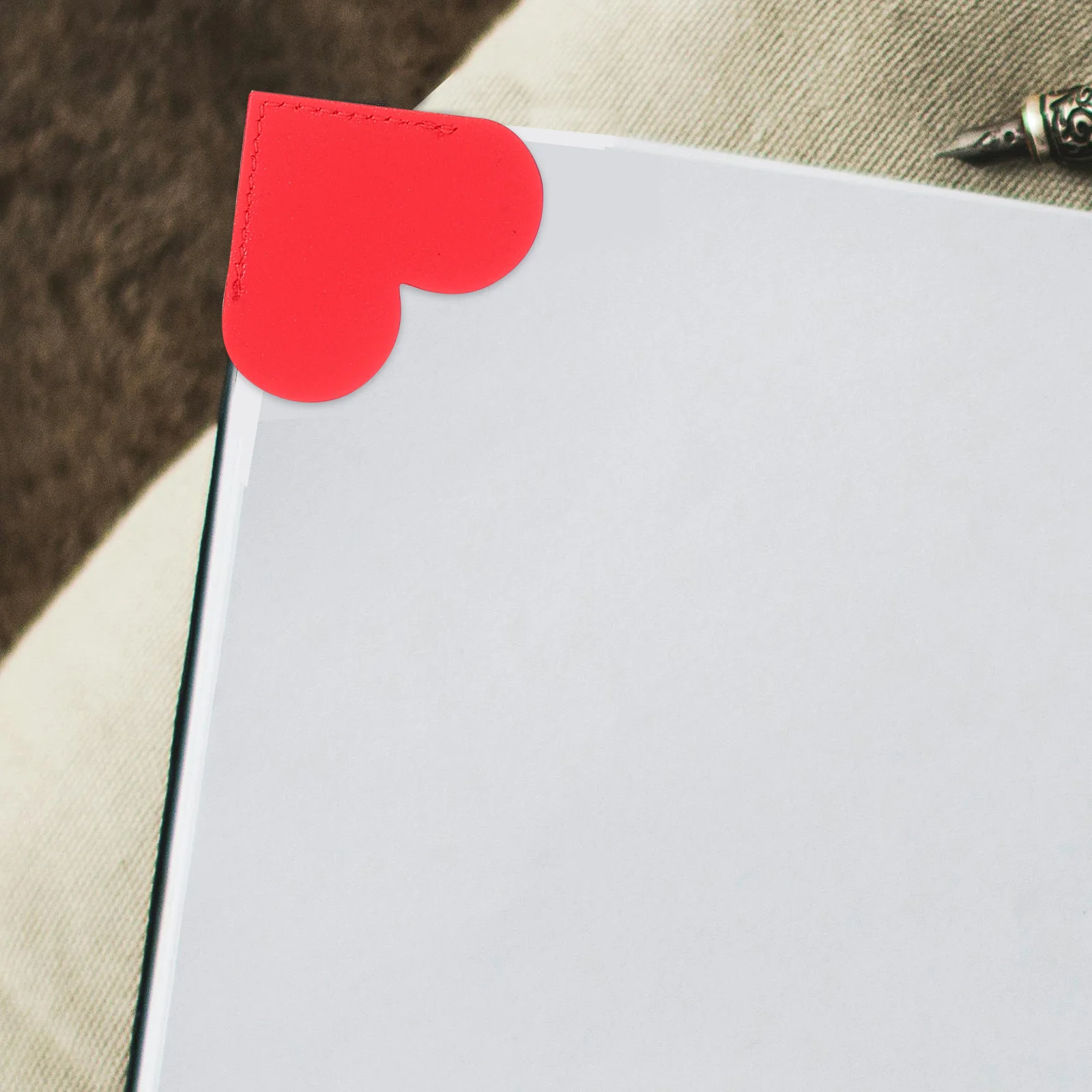 

16Pcs Cute Heart Bookmarks in PU Slim Corner Page Markers for Book Lovers Valentine Day Gift for Women Girls