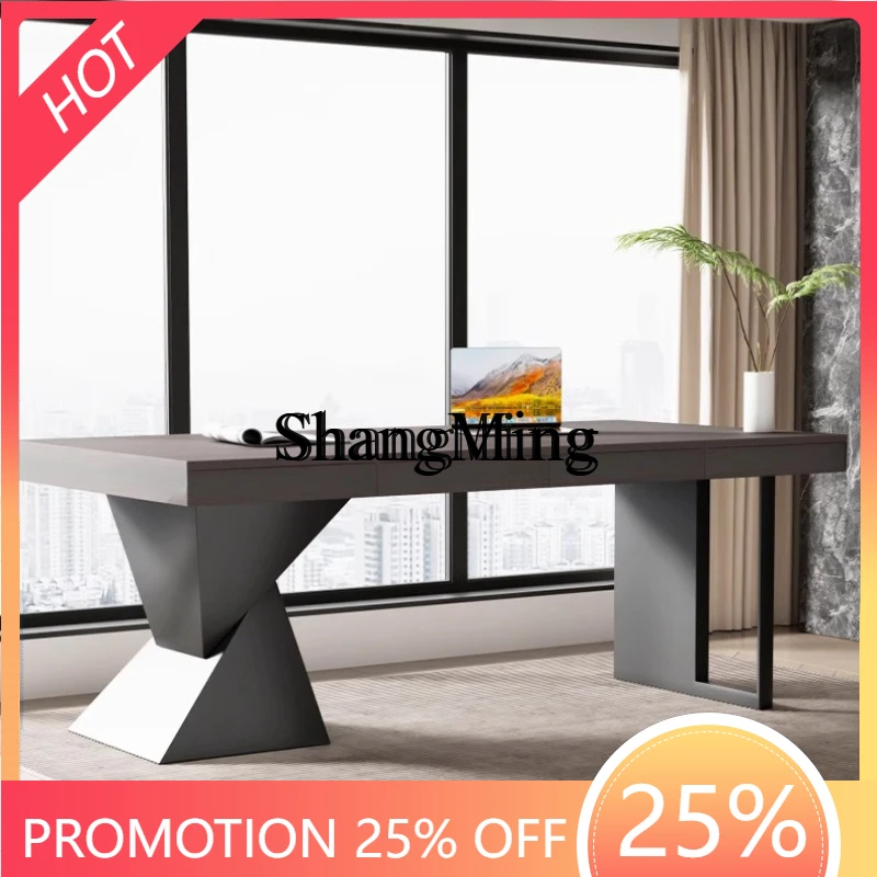 

FG minimalist study home writing desk light luxury modern solid wood office advanced inductor computer desk