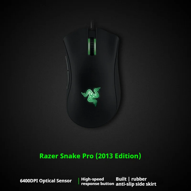 Suitable For Razer Deathadder Essential Purgator Viper Green Light Edition 6400 Optical Wired Mouse Supporting Ergonomics Gaming