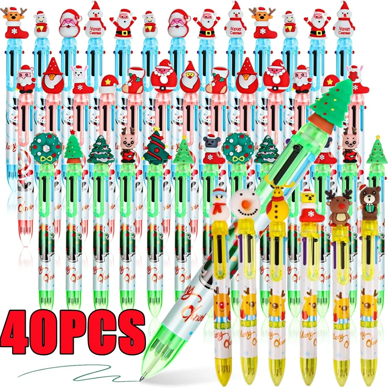 

New 10-40PCS Cute Christmas Pens 6 Colors Ballpoint Pens Retractable 0.5mm Gel Pens Nice Gifts Fun Pens for Girls Christmas Gift