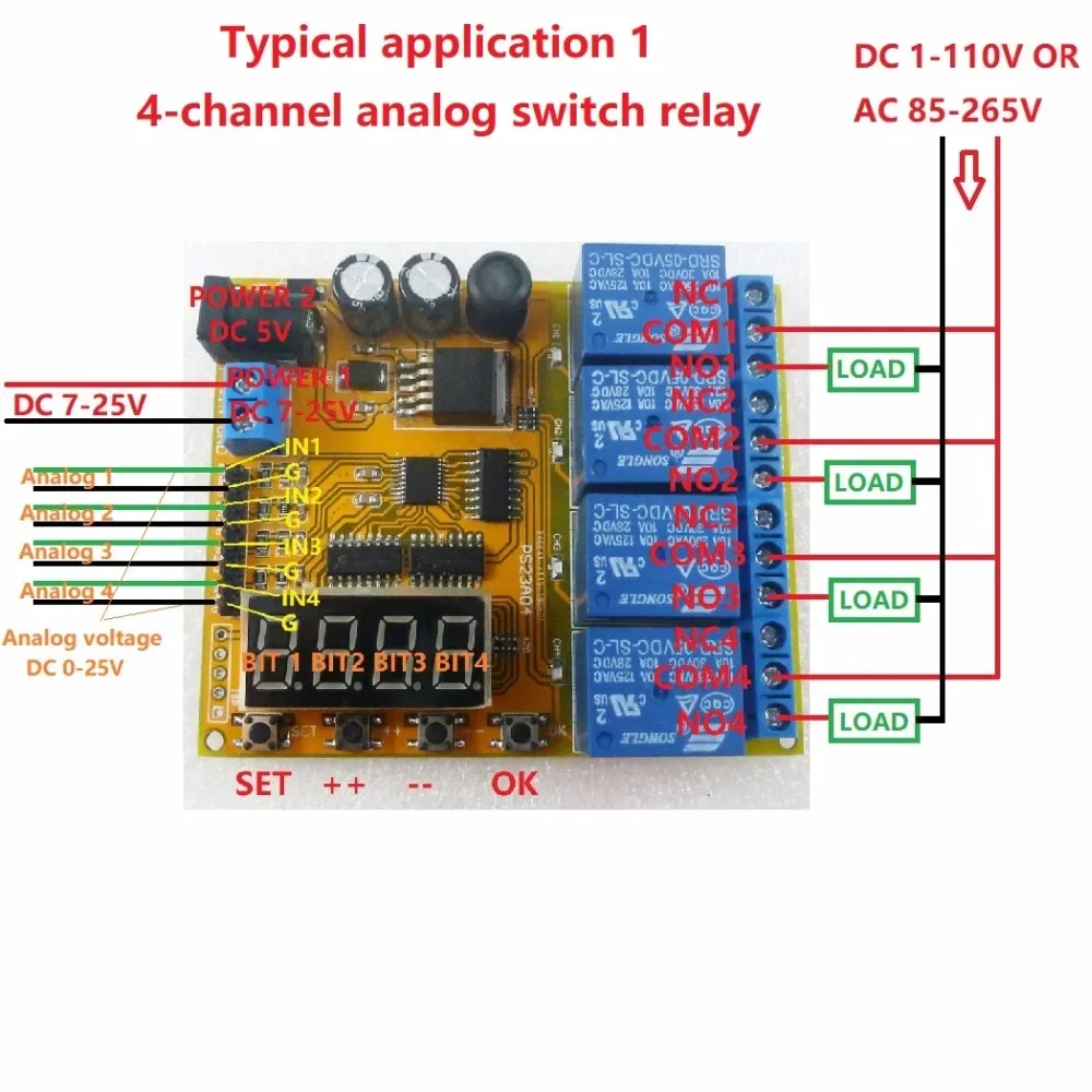 5V 12V 24V 4CH Multifunction Voltage Control Relay lithium Lead-acid Battery Charge And Discharge Protector