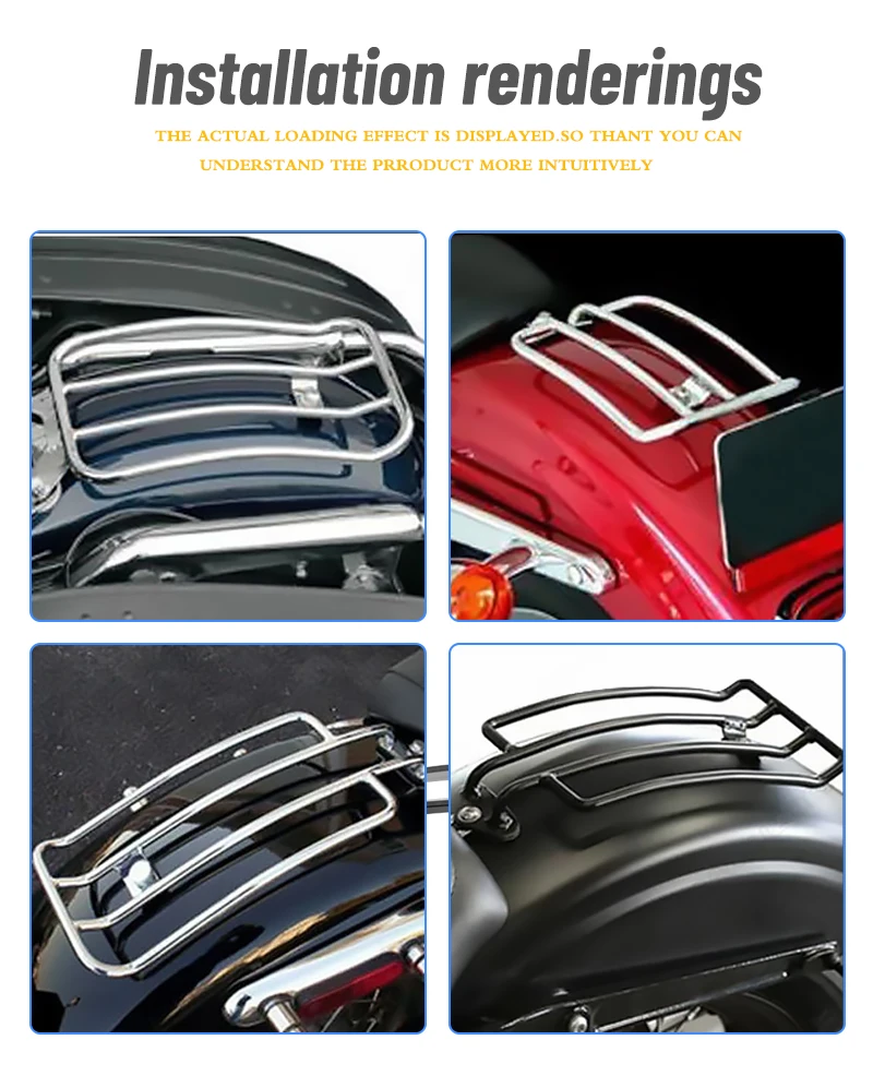Chrome Motorcycle Rear Solo Seat Luggage Rack Support Shelf Gloss Black For Harley Sportster Iron XL 883 1200 2004 2005-2021