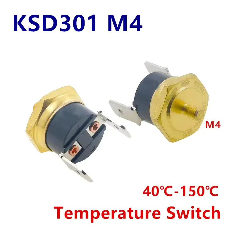 KSD301 M4 Copper Screw Thermostat Bimetallic 40C-150C Degree 10A 250V Normally closed 45C 65C 75C 85C 90C 100C 140C 150C Degree