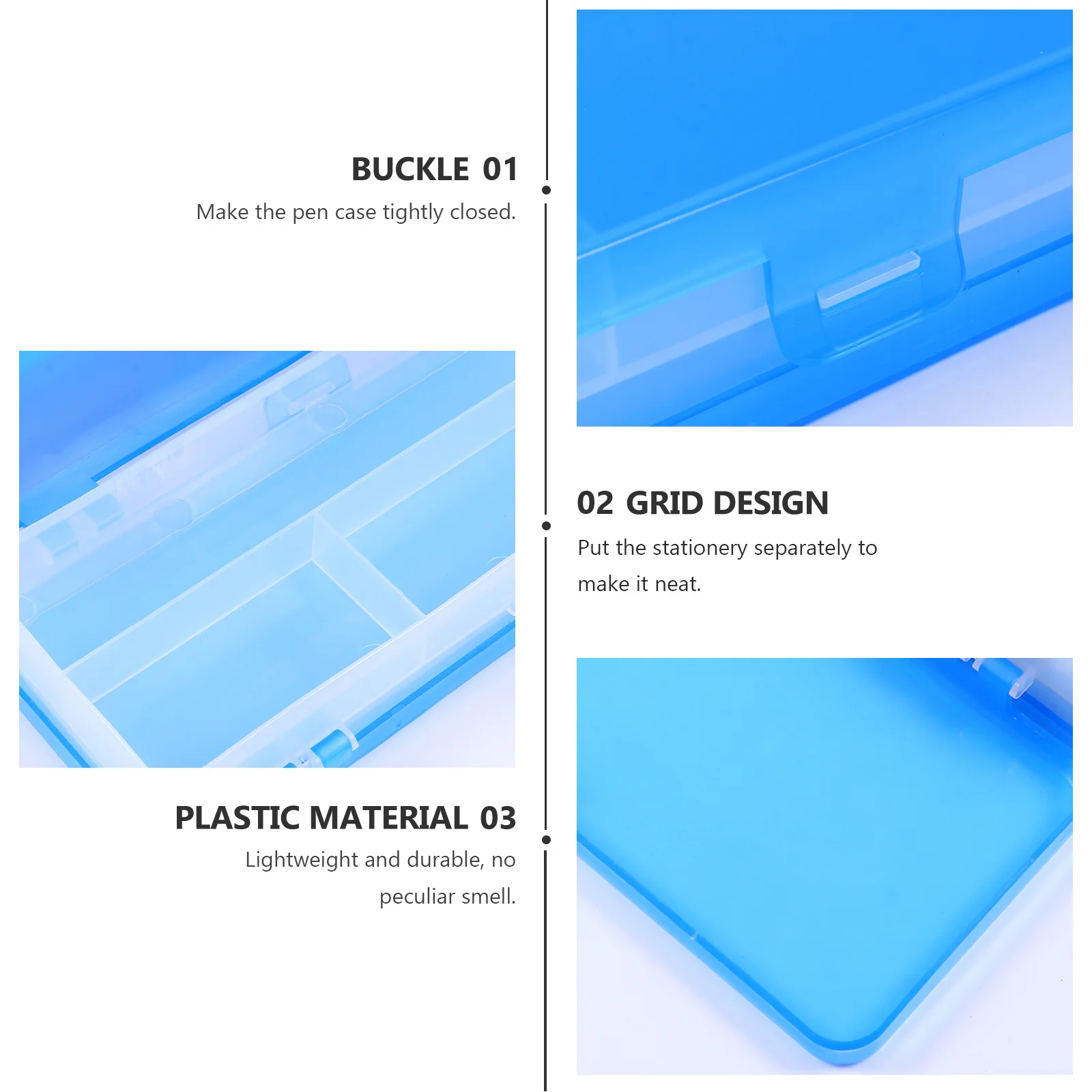 

3Pcs Clear Pencil Boxes Two-Sided Stationery Organizer Superior Plastic Material Sleek Edges Multi-Functional for School Work