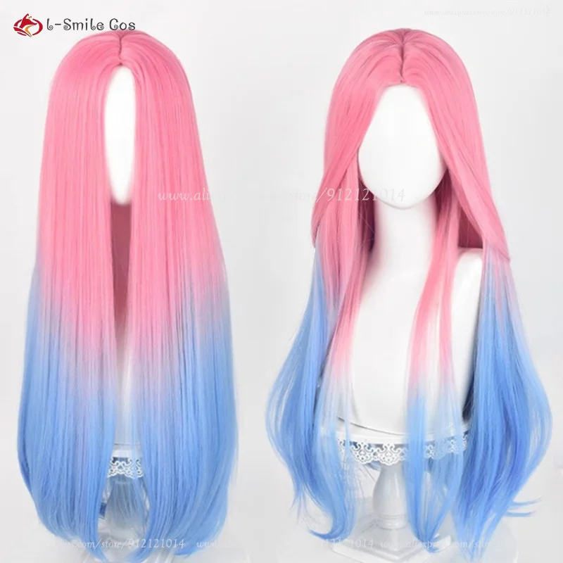Anime Mizi Cosplay Wig 76cm Long Pink Blue Dyed Gradient Wigs Heat Resistant Synthetic Hair Simulated Scalp Women Wigs