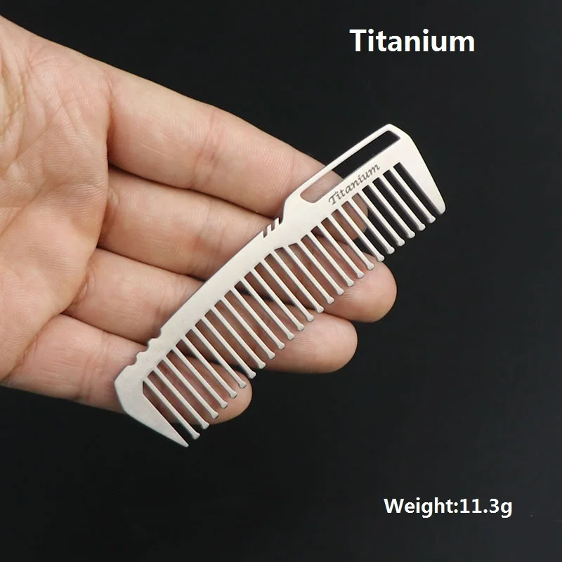 Imagem -04 - Pente Portátil de Viagem de Titânio Puro Chaveiro Antiestático de Metal Minimalista Masculino Mini Pente de Cabelo Leve Ultra Leve