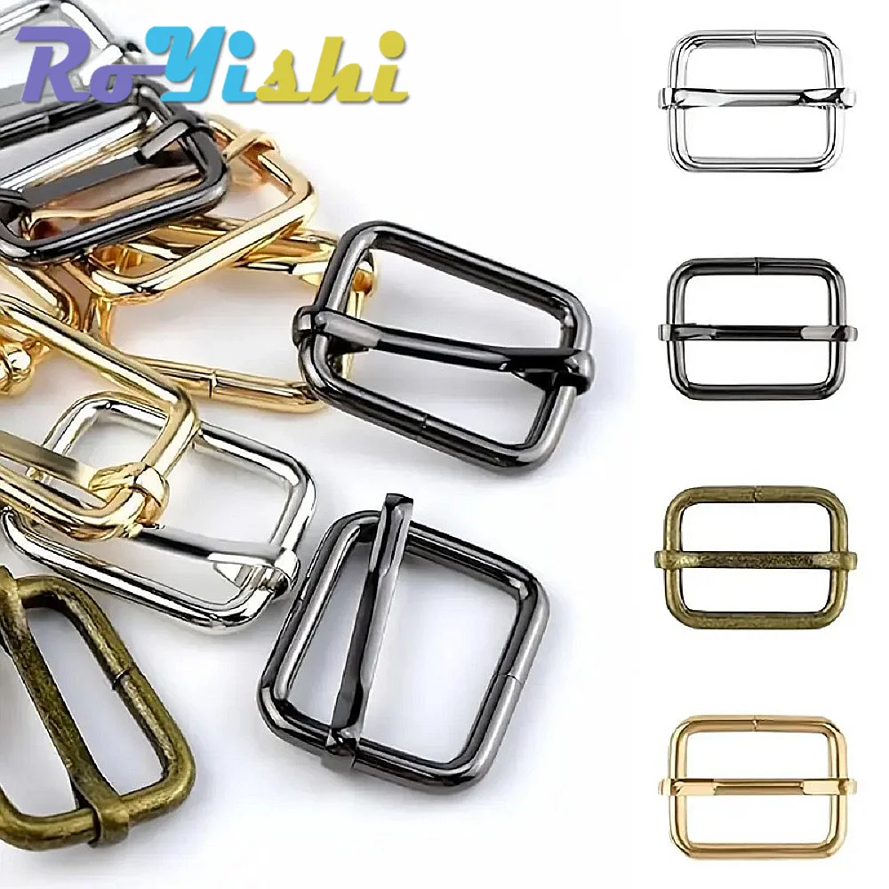 10-100 Pcs/Pack Metal Slides Tri-Glides Wire-Formed Roller Pin Buckles Strap Slider Adjuster Buckles