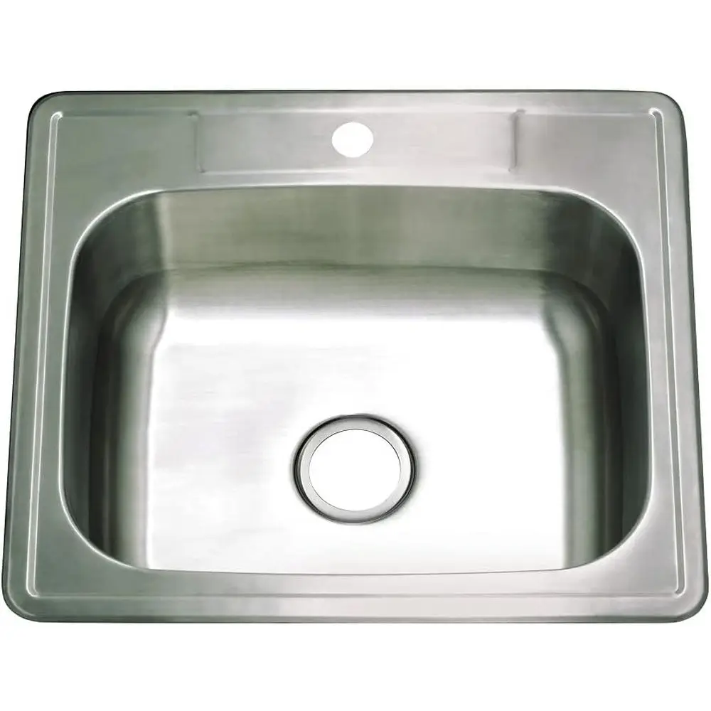 

Gourmetier GKTS252281 Drop-in Single Bowl Kitchen Sink, Brushed