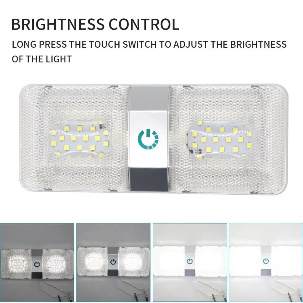 

48LED Camper RV Boat Dome Ceiling Light Double Roof Lamp Bulb DC11-18V