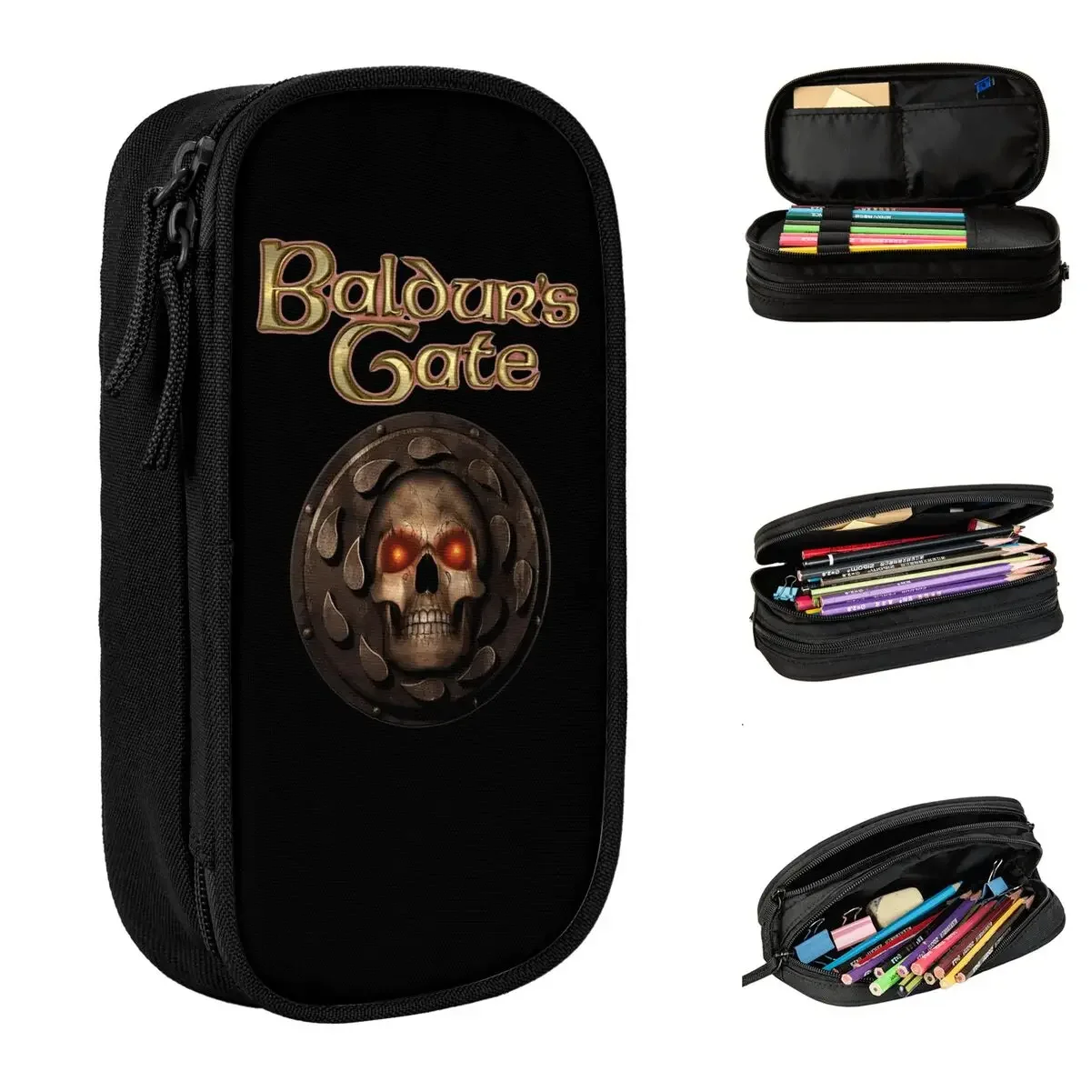 

Fashion Baldur's Gate Astarion Vampire Skull Pencil Cases Gothic Pouch Pen Box Kids Bag Students School Gift Stationery