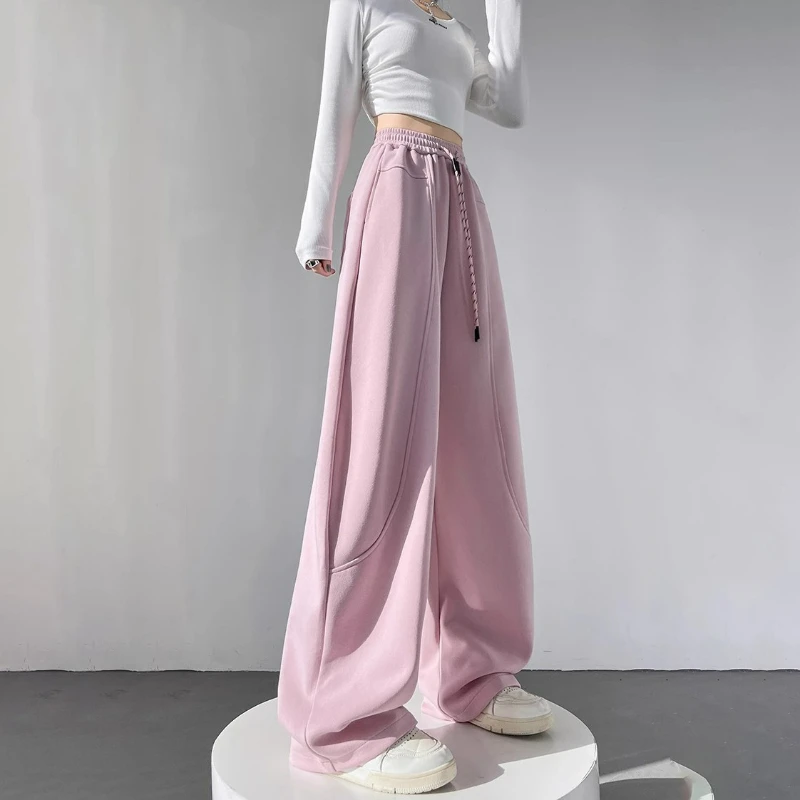 New Fashionable Design Sense Three-dimensional Cutting Loose Slimming Casual Pants Curved Knife Sweatpants for Women 2026 Autumn