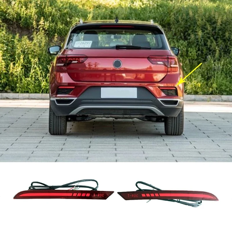 Car Rear Bumper Dynamic Turn Signal Light LED Brake Light For Volkswagen T-Roc 2018-2022