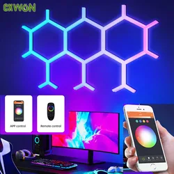 Smart Lamp Tuya WIFI APP Music Rhythm Control Splicing Ambient Quantum Lights LED Night Light For Game Room Bedroom Decoration