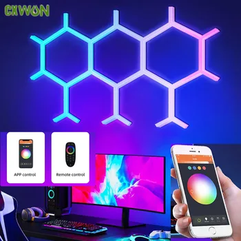 Lâmpada inteligente tuya wifi app música controle de ritmo emenda ambiente quantum luzes led night light para sala de jogos decoração do quarto