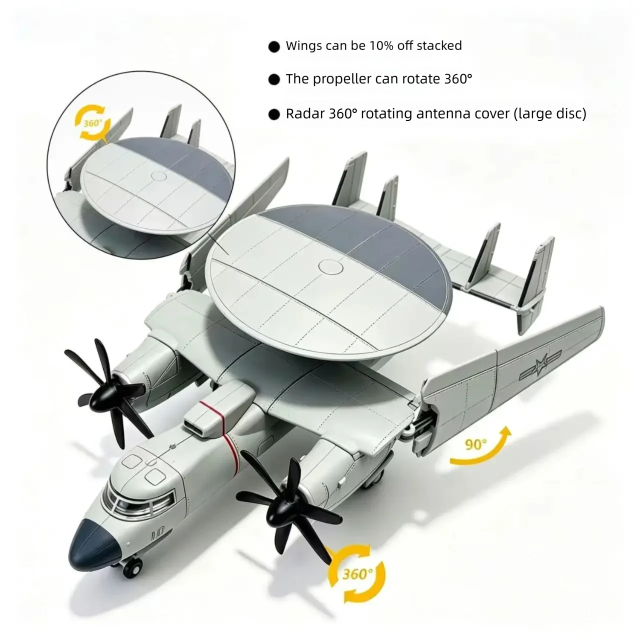 1/72 Military Series Air Force KJ-600 Carrier-Based Early Warning Aircraft DIY Assembly Model Plane Rotatable For Holiday Gifts