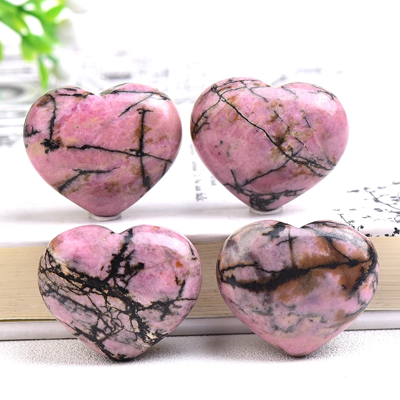 1PC Natural Rosy Quartz Heart Shaped Hand Carved Polished Love Crystal Reiki Healing Stone Souvenir Home Decor Collectible Gifts